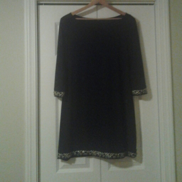 Tiana B. Size Lrg Black Dress with Bejeweled Trim