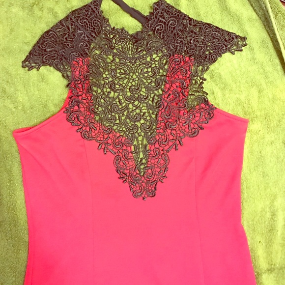 Red black lace dress