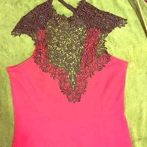 Red black lace dress