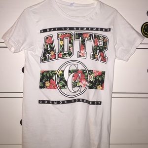 Trendy, color pop, "A Day to Remember" band tee