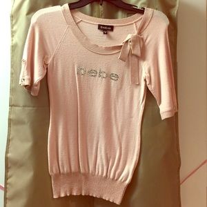 Medium blush pink Bebe bow sweater
