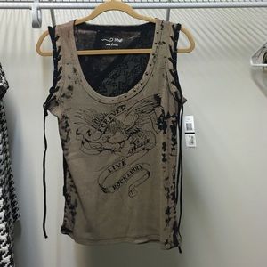 Beige & black tank top