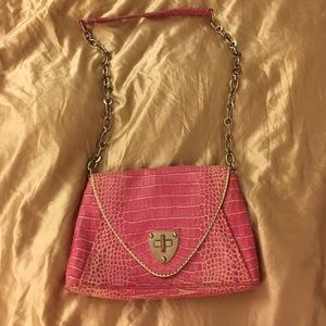 Authentic MCM Pink Croc Clutch with strap