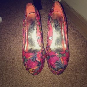 Floral print high heels