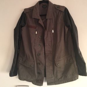 Topshop army green faux leather sleeves