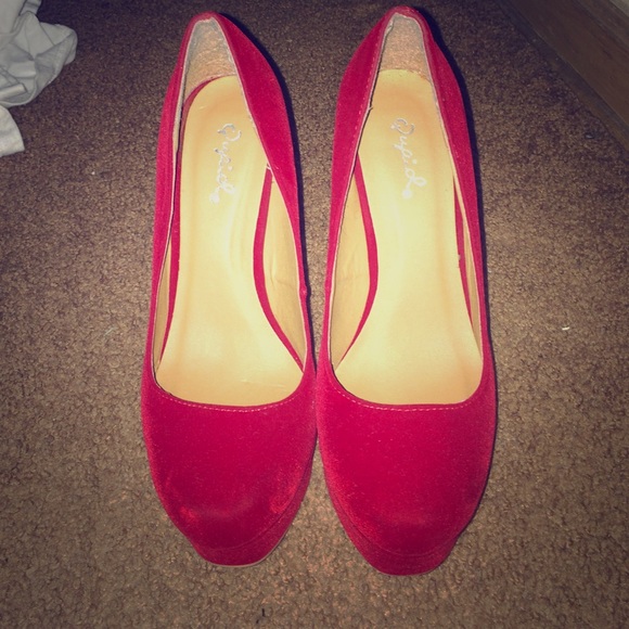 Red suede heels