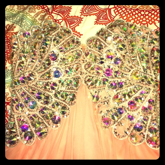 PROM-Peach sequenced dress