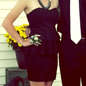 Black Ruffled peplum dress