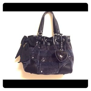 Juicy Couture NavyBlack Velvet Sequin Shoulder Bag
