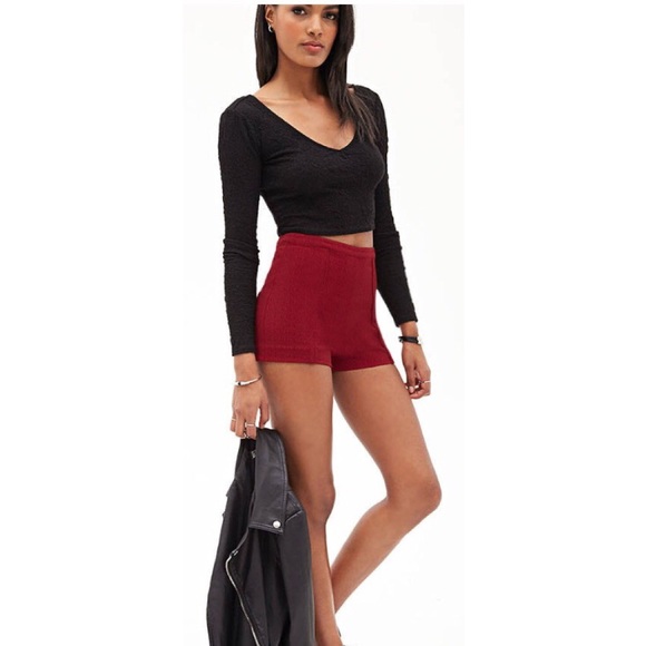 Trendy Red High Waisted Shorts