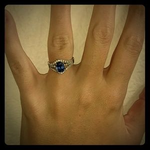 Sterling Silver White Sapphire and Blue Topaz ring