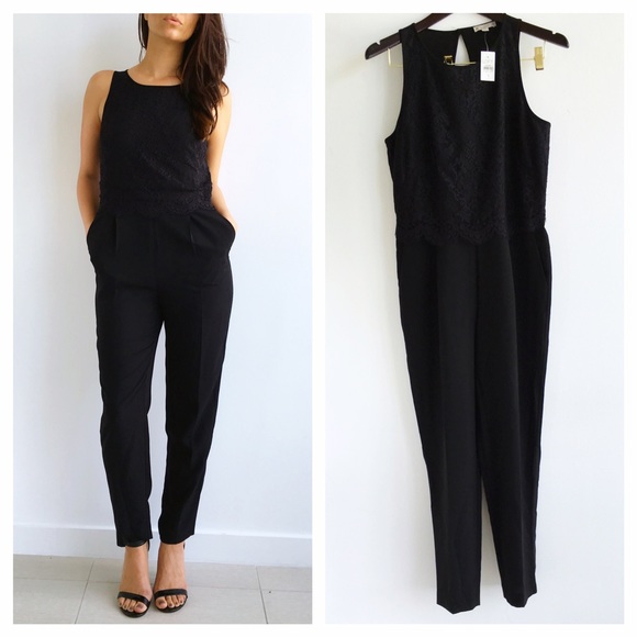 Ann Taylor Pants - 🎉 NWT 🎉 Ann Taylor Loft Black Lace Jumpsuit