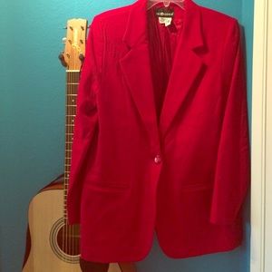 Long red overcoat