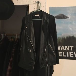 Faux leather longline vest size M