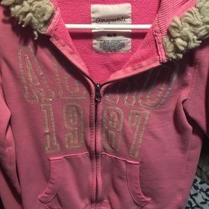 Pink Aeropostale zip up, with fur
