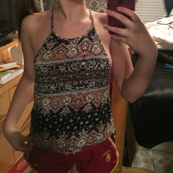 Open back halter top