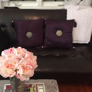 2 satin throw pillows-purple