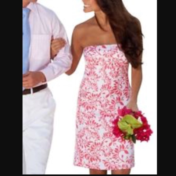 Vineyard vines pink coral dress strapless