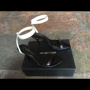 Sergio Rossi Black and Grey Ankle Strap Heels NEW!