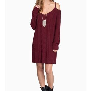 Maroon sweater dress.