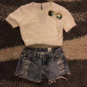 Vintage distressed jean shorts