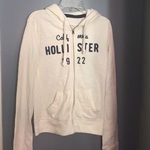 White hollister zip up hoodie