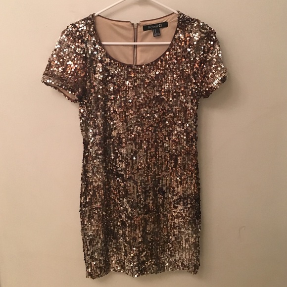 Gold Sequin Mini Dress