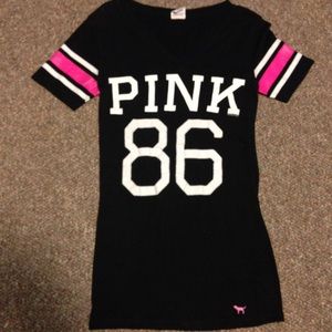 Pink Victoria Secret Black T-shirt
