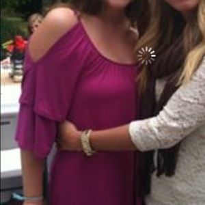 Magenta dress w/ cutout shoulders