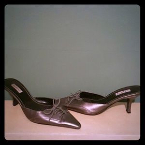 Alfani slipon Heels gunmetal silver/pewter colored