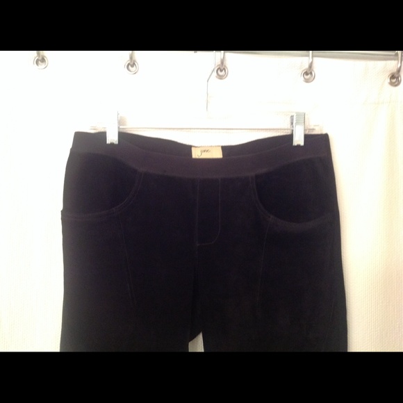 Black suede front knit back leggings size 8 - Picture 3 of 4