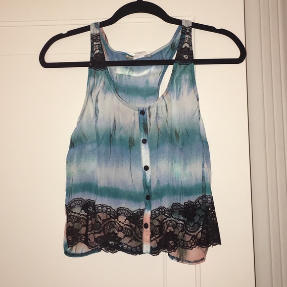 Colorful, sheer & lace crop top - Picture 1 of 4