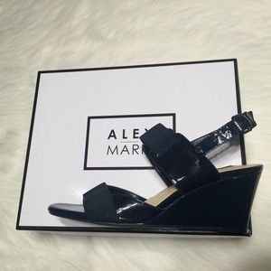 Navy Blue Alex Marie Wedge Sandals