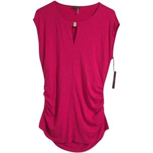 NWT ruby pink Vince Camuto keyhole rouched top