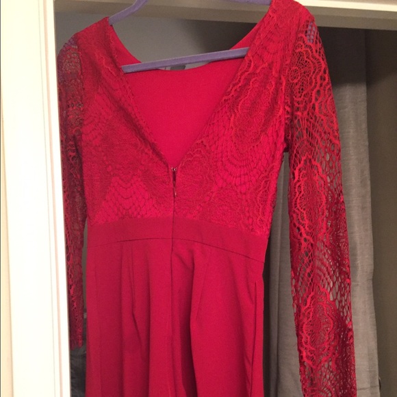 LULU's Red Lacey Dressy Romper