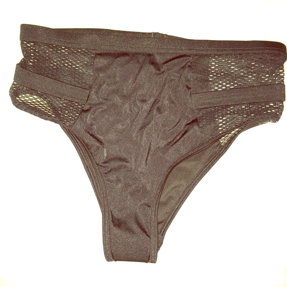 Black high waisted mesh bikini bottom