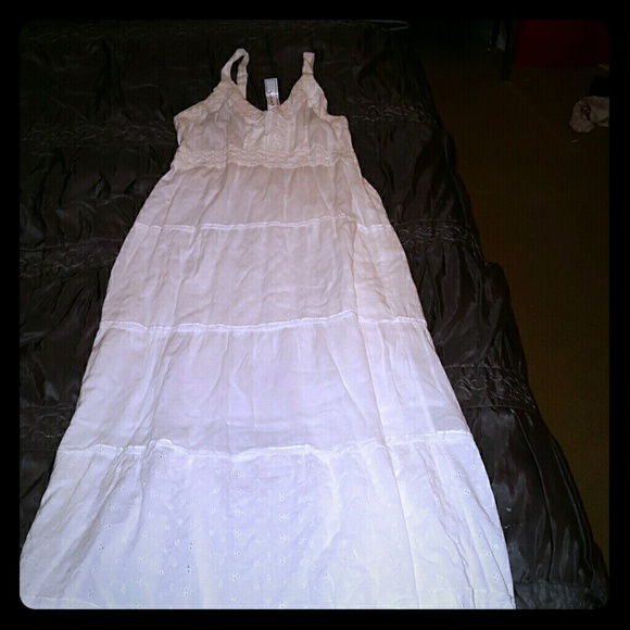 Cotton long white maxi dress