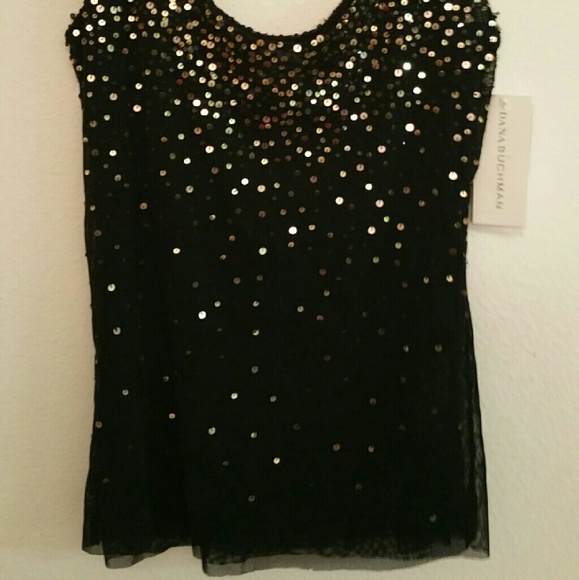 Dana Buchman Sequined Black Top - Picture 2 of 3