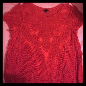 Express Red Lace Top