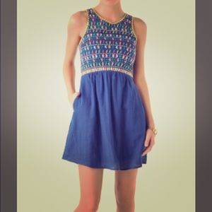 Embroidered back lace up and cutout dress!
