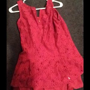 Burgandy lace top with matching cami.