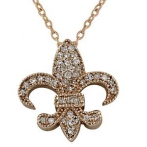 Effy rose gold and diamond fleur de lis necklace