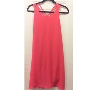Pink flowy dress with cool back straps!