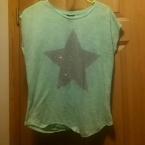 Light green semi sheer studded star shirt