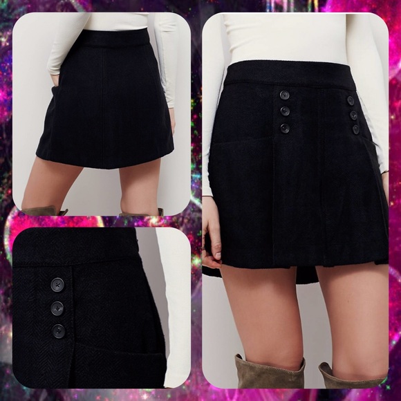 NWT- Black FP mini skirt w. Button accents