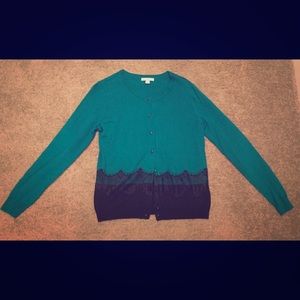 New York & Company's Green & Black Laced Cardigan