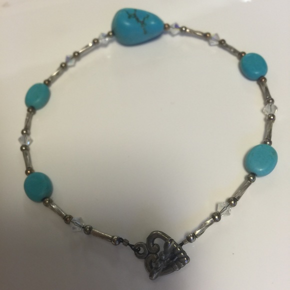 turquoise and crystal anklet - Picture 2 of 3