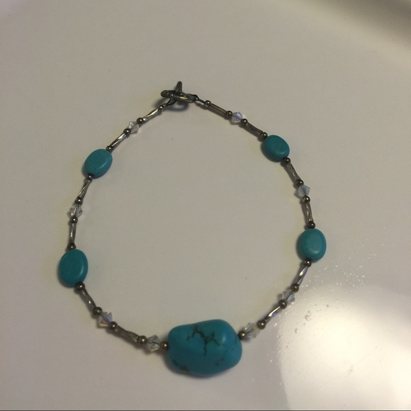 turquoise and crystal anklet - Picture 3 of 3