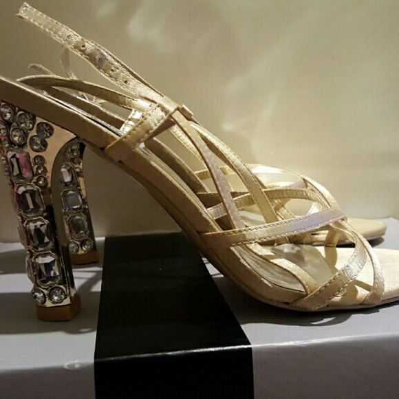 Gold Dressy Heels with Silver Gems