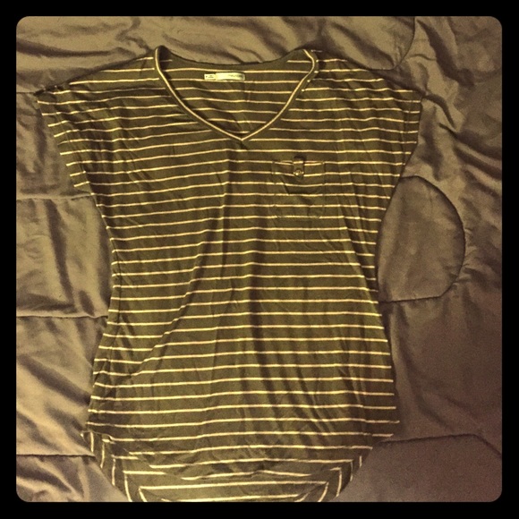 Nice green striped t-shirt.